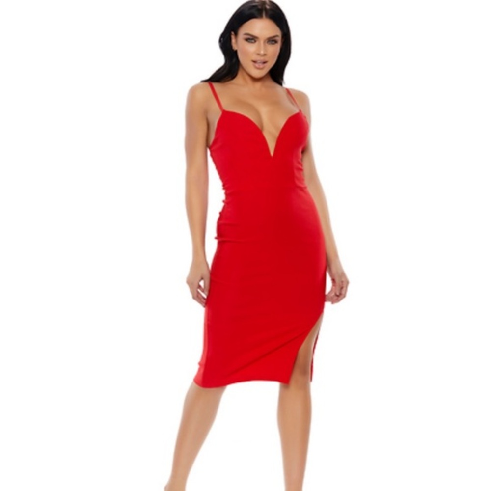 NWT Sweetheart red slit MIDI Dress red/xl